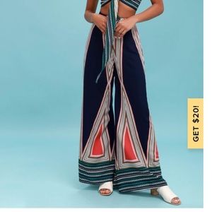 Geo print wide leg high waisted pants